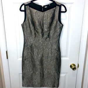 NWT Elie Tahari sleeveless sheath silver midi dress, size 6